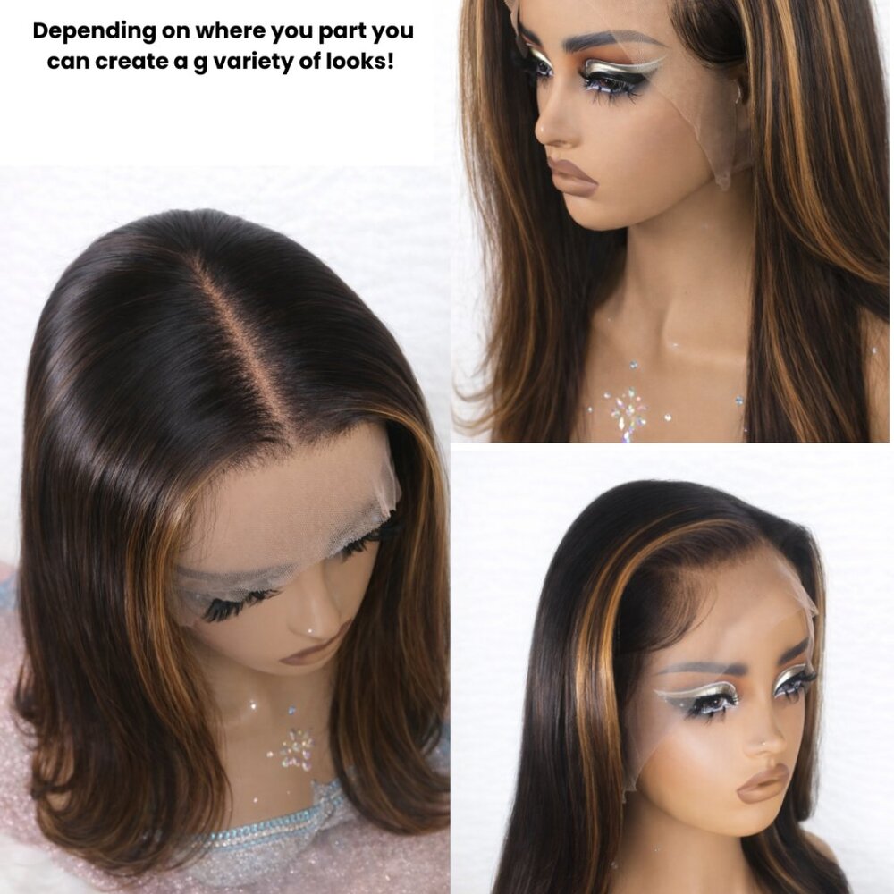 16-24 in Custom Colored Lace Wig Chose Length & Highlights to pair w/Dark Root
